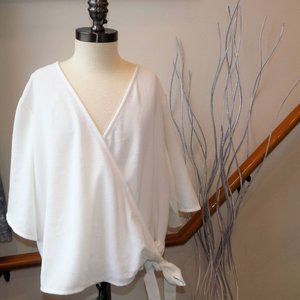 XHILARATION White Crop Wrap Top Plus Size XXL